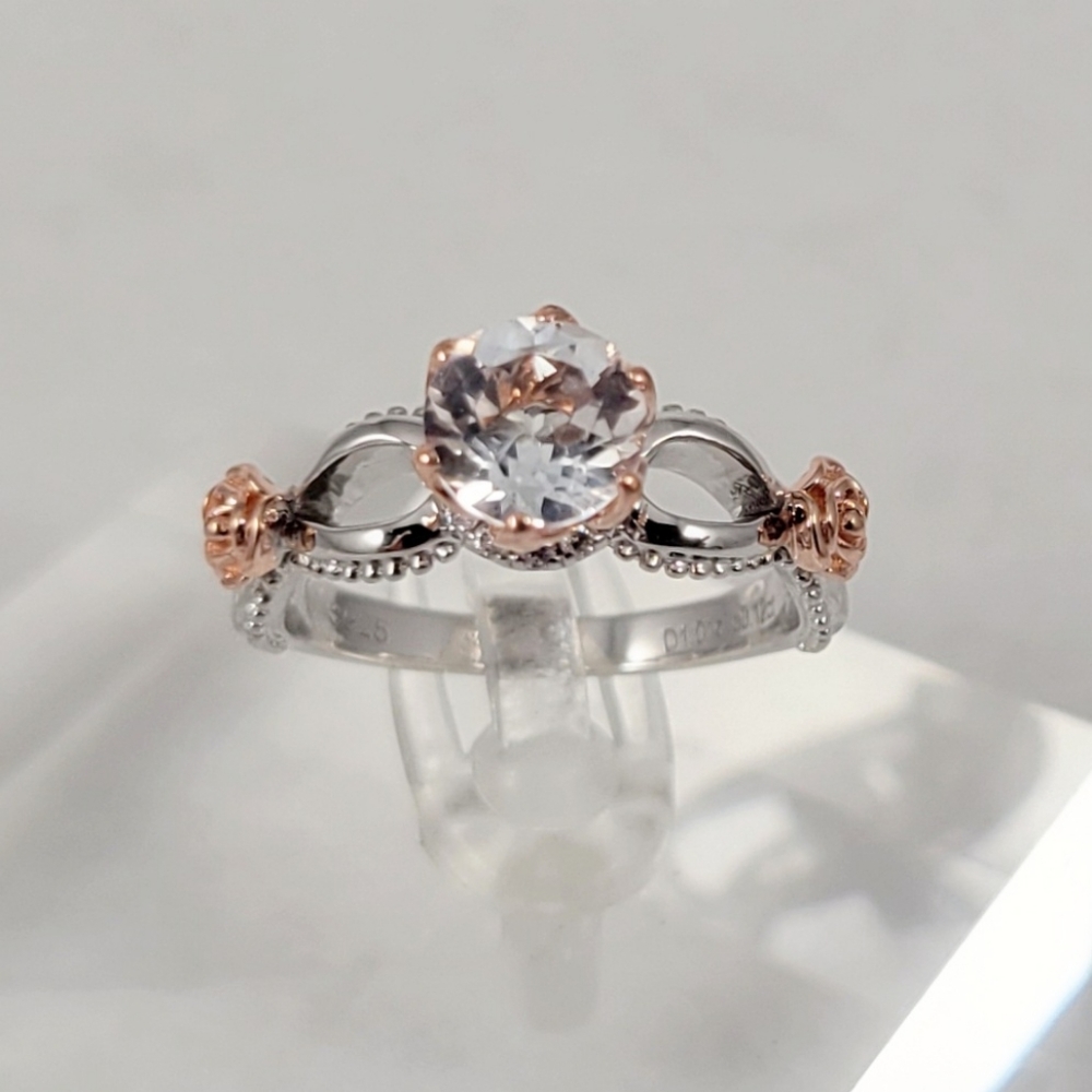 1ct Natural White Topaz and Diamonds Ring - Picture 3 of 15
